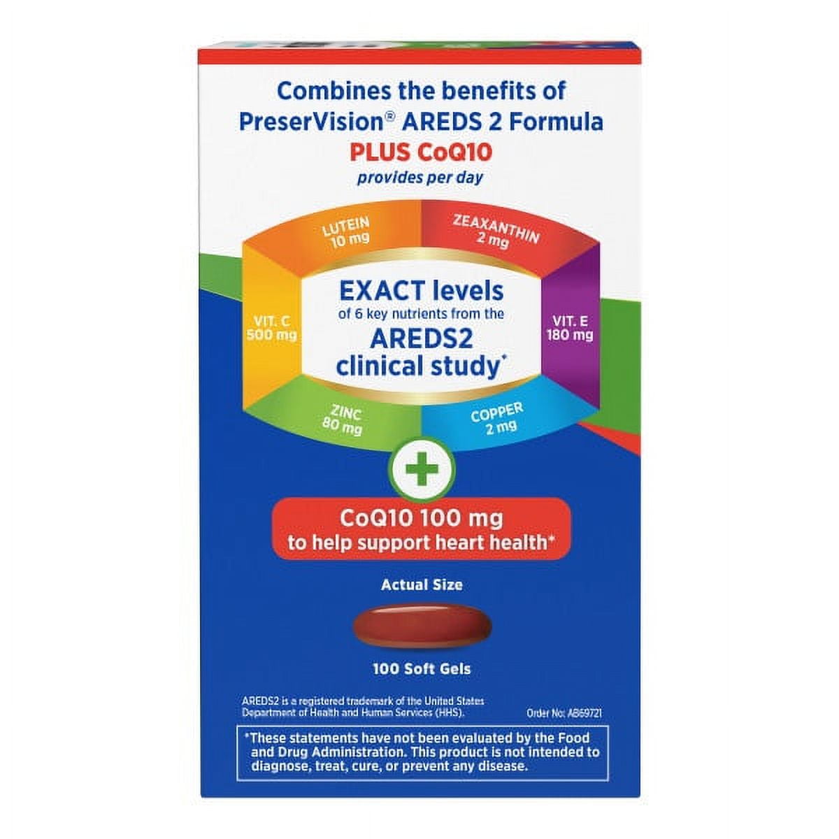 6 Pack - PreserVision AREDS 2 Eye Vitamins with CoQ10 for Heart Health, Lutein, Zeaxanthin, Vitamin C & E, Zinc, Copper, 100 Softgels