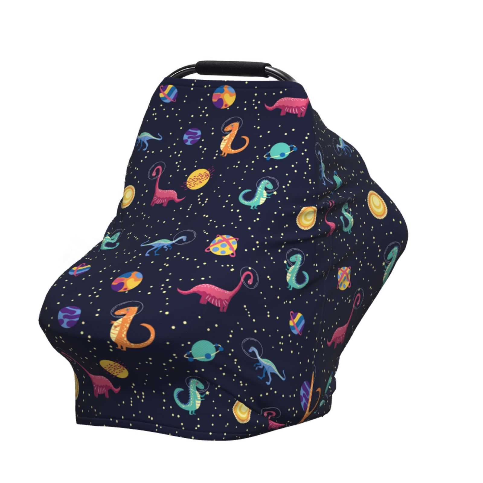 Fotbe Space Dinosaur Pattern Car Seat Covers for Babies, Nursing Breastfeeding Cover Infant Carseat Canopy, Soft Stretchy Carrier Cover