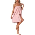 thumbnail image 4 of INSPIRE CHIC Women's Waffle Spa Wrap & Hair Towel Dress Body Wrap Robes Snap Closure Towelling Gym Shower Bathrobe One Size Pink, 4 of 6