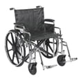 thumbnail image 1 of Silla de ruedas Drive Medical Sentra de alta resistencia con varios estilos de brazos y opciones de montaje frontal, tapizado negro y estructura cromada, bariátrica, 22 pulgadas, 1 of 1