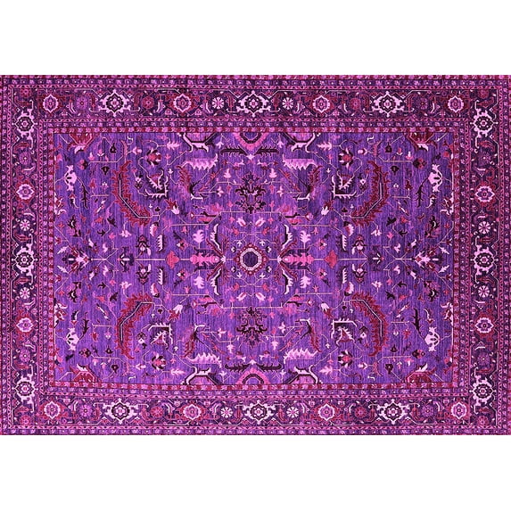 Ahgly Company Indoor Rectangle Oriental Pink Traditional Area Rugs, 7' x 9'
