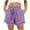 Purple, variant on VERUGU Shorts for Women Casual Spring and Summer Solid Comfortable Bandage Elastic Waist Pockect New Fashion Short Pants Purple XXL