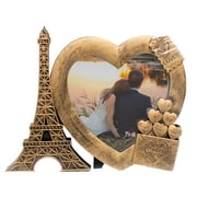 JOICE GIFT Decorative Gold Heart Shape Love Photo Frame Paris Theme 4" x 4"