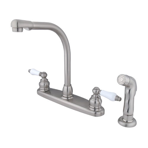 Kingston Brass Victorian Double Handle Kitchen Faucet With Side Spray Walmart Com Walmart Com