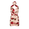 thumbnail image 5 of Blotona Women's Bodycon Mini Dress Rose Print Sleeveless Hollow Out Halter Ruched Cocktail Dress, 5 of 8