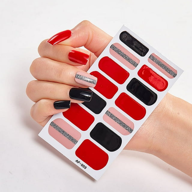 14-Piece Red Gel Nail Polish Strips Kit with Nail File & Stick – Long-Lasting UV/LED Cured Real Gel Formula, Waterproof, Damage-Free, Easy Application & Removal for Salon-Quality Brittle Nail