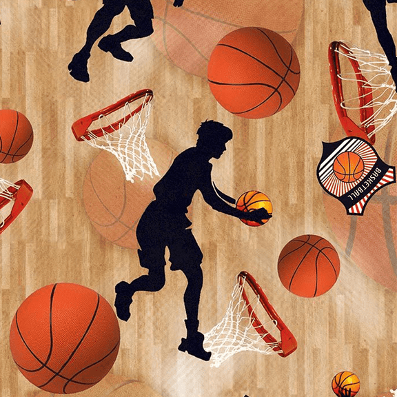 Stylish Fabric Dribble Pass Pattern Printed 100% Cotton Quilting Fabric, DIY Projects by the Yard (Red, Orange, Black)