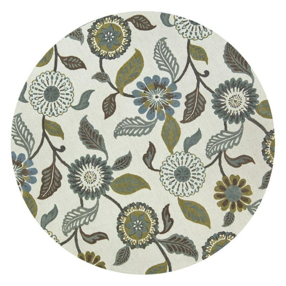 Alora Decor Milan 10' Round Floral Sage/Blue-Teal/Gray/Rust/Blue Area Rug