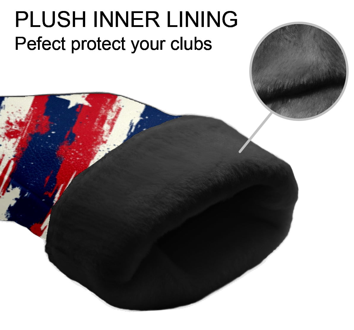 Golf Club Head Cover Waterproof Leather Golf Accessories HeadCovers Set Driver Headcover for Women Men USA Flag Brush Pattern