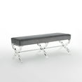thumbnail image 4 of Erika Grey Velvet Bench - Acrylic X-Legs, 4 of 8
