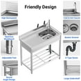 thumbnail image 1 of EDTara Lavabo Utilitaire Autoportant en Acier Inoxydable, avec Bol Simple Spacieux, Tablette de Rangement sous le Lavabo, Plateau d'Égouttement et Robinet d'Eau Chaude/froide, Convient au Garage, au Restaurant Ou à la Buanderie, 1 of 7