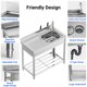 thumbnail image 2 of Yeshouse Fregadero independiente de acero inoxidable de un solo seno con escurridor, grifo y tubería de agua fría y caliente, ideal para cocinas comerciales, garajes, restaurantes y lavanderías, 2 of 7