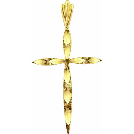 US GOLD 10kt Gold Diamond-Cut Stick Cross Charm Pendant