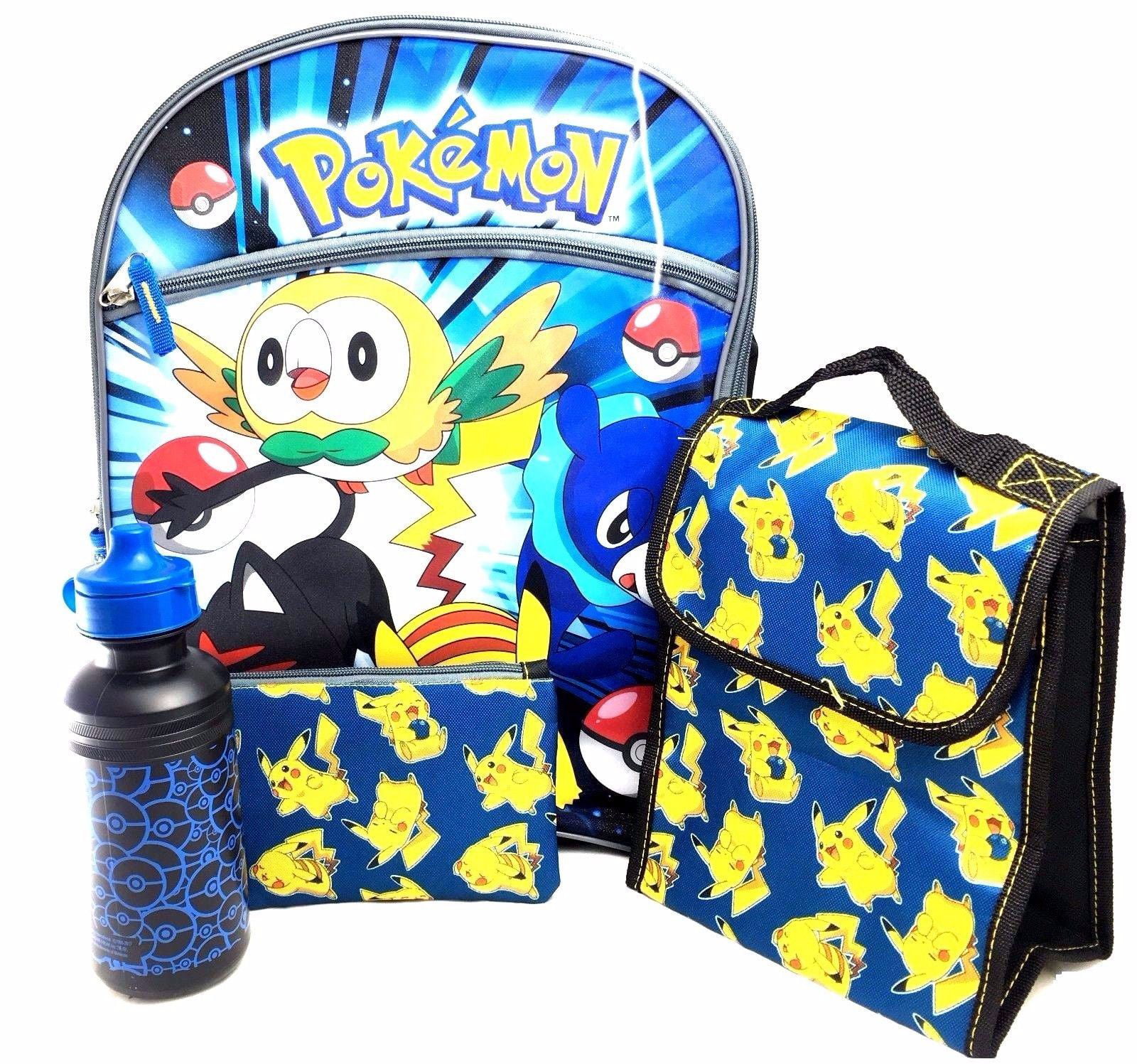 OMKARSY 3pcs Pokemon Pikachu School Backpack Lunch Box
