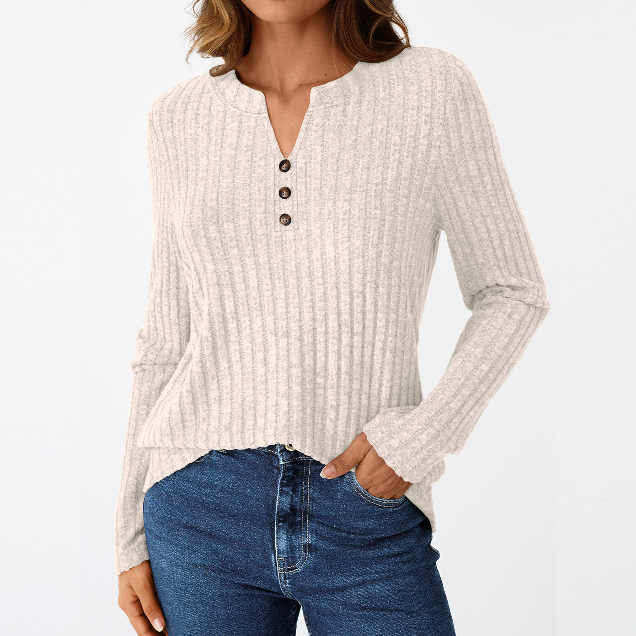 SUNBS Women's Long Sleeve V-Neck Tunic Top, Yellow photo 3