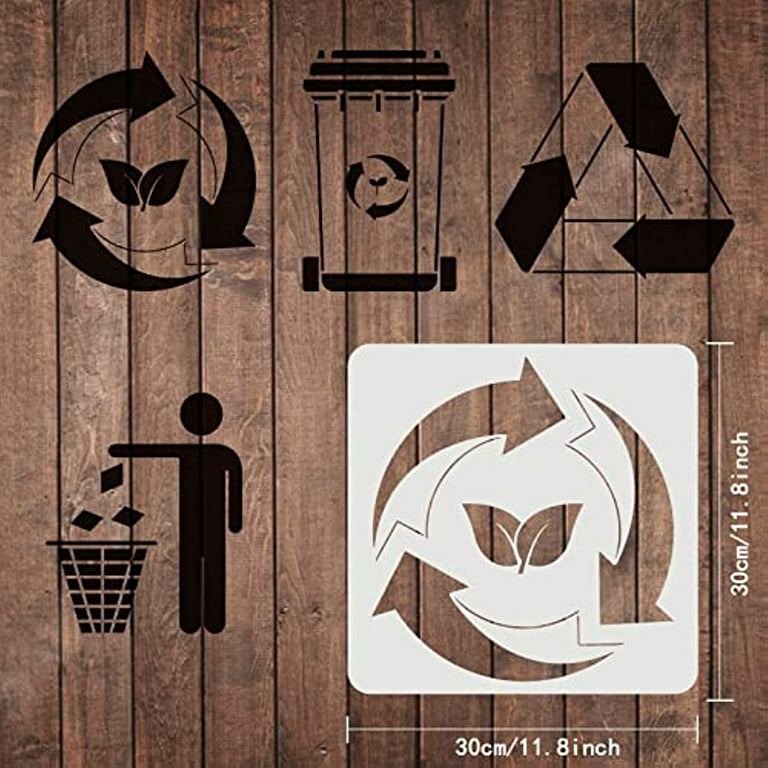 4pcs Recycle Logo Stencil Trash Can Signs Drawing Stencils Environmental  Protection Theme Stencils for Painting on Garbage Containers 