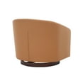 thumbnail image 3 of MINCETA Accent Chairs,Oversized 360 Swivel Barrel Chairs(Seat Area:23.6"D x 24.4"W),Modern Boucle Armchair with Wood Base for Living Room and Bedroom,PU Leather in Brown, 3 of 5