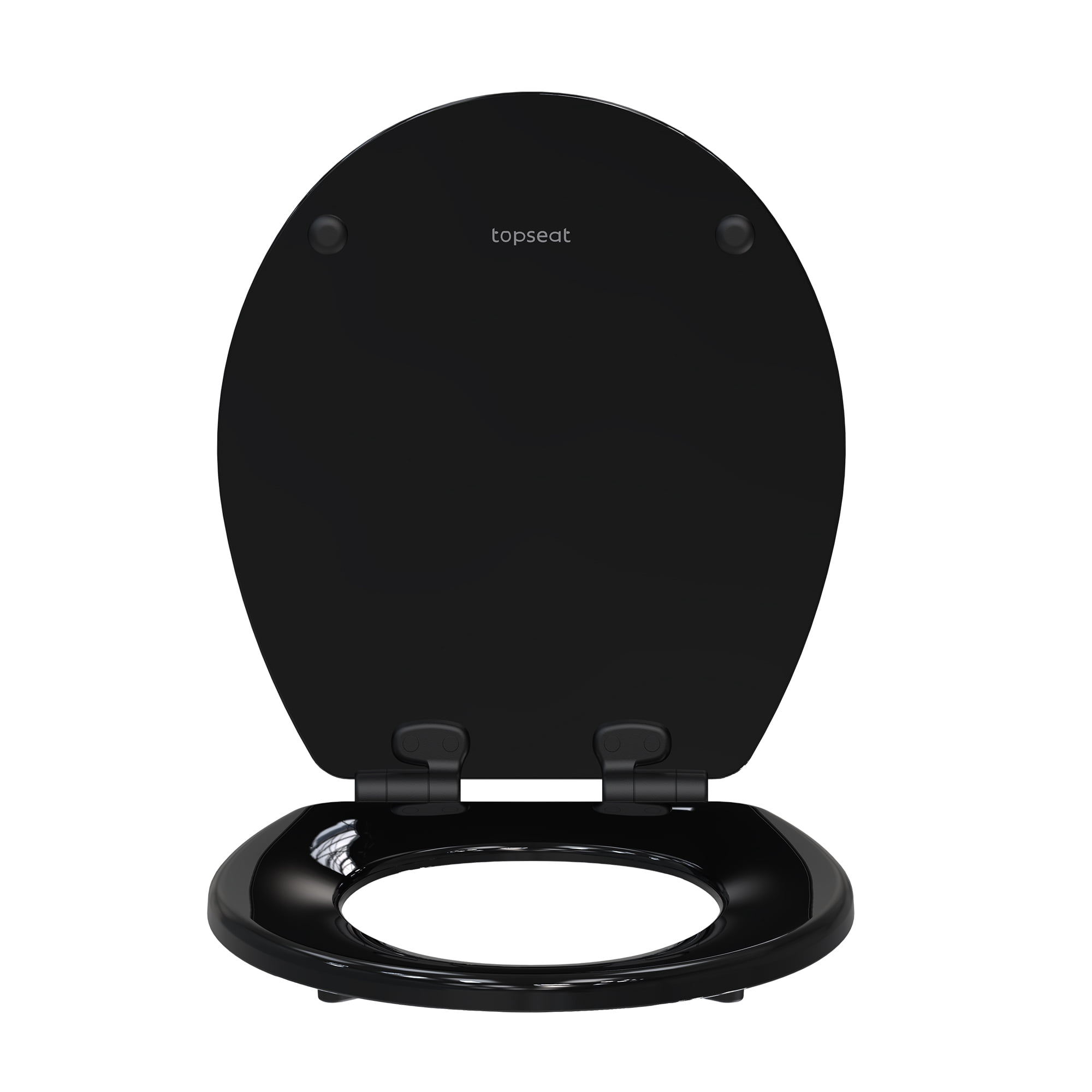 Topseat TSPRE999R Pro Elite Heavy-Duty Wood Toilet Seat Round, Black, Magnetic Quick-Release Easy-Clean and Change, HushMotion Soft Close, StainShield High-Gloss Finish, Arch-Tite Secure Fit