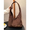 thumbnail image 2 of LHSHIDU Corduroy Shoulder Bag Winter Fall Fashion Crescent Bag Womens Mens Wide Strap Tote Handbag Solid Color, 2 of 6