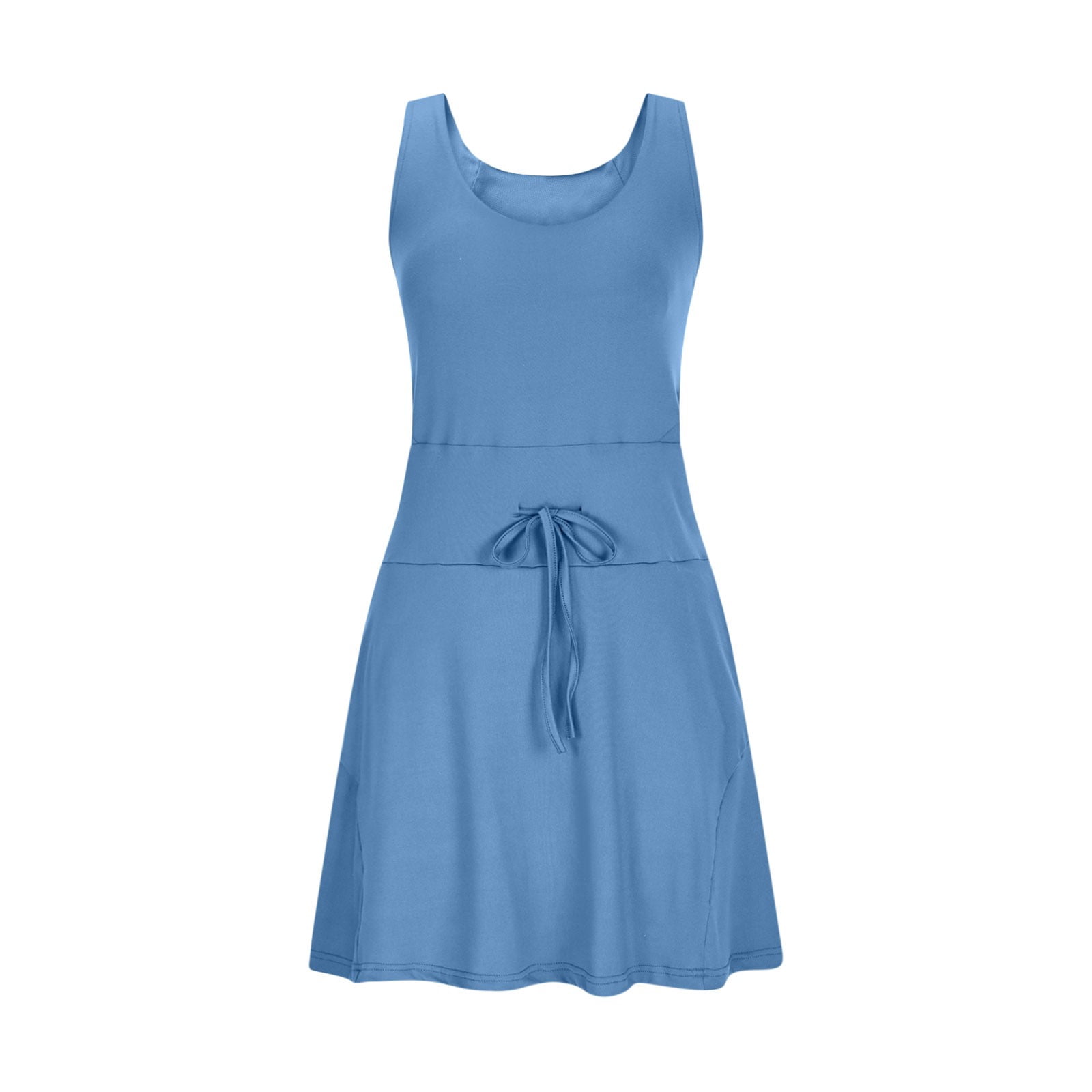 Bzhegqhd Women Solid Tennis Mini Dresses Workout Built In Shorts Golf Athletic Sleeveless Summer Active Romper Dress