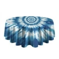 thumbnail image 5 of Blue Tie Dye Mandala Pattern Round Tablecloth 60"x60",Wrinkle Wipeable Table Cloth for Kitchen Dining Room Picnic Patio Party, 5 of 6