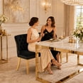 thumbnail image 2 of SESSLIFE Velvet Dining Bench with Back, 2 Seat Upholstered Banquette Bench with Nailhead Trim and Stainless Steel Legs, Dining Room Bench for Kitchen, Entryway, Black, 2 of 9
