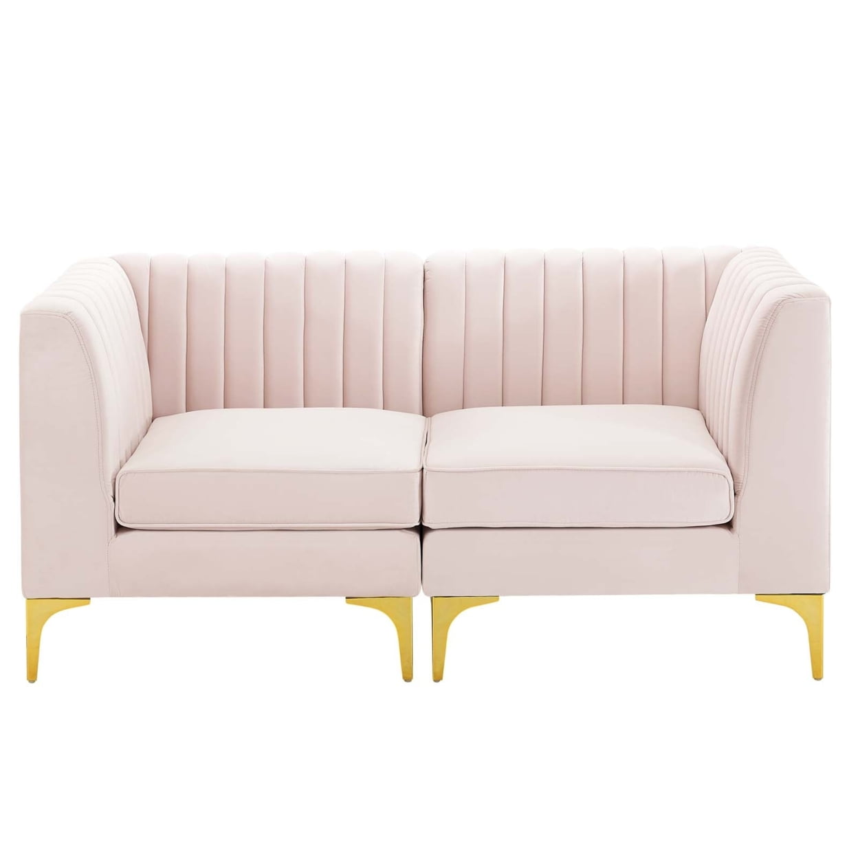 Modway Triumph Channel Performance Velvet Tufted Loveseat in Pink