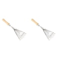 thumbnail image 1 of 2/1 Pieces 9 Tines Fan Hand Rakes Stainless Steel Handle Soil Tille Garden Shrub Rake Small Leaves Rakes for Sweep Leaves & Loose Debris Garden Yards, 1 of 7