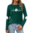 thumbnail image 2 of FASHOFT St Patricks Day Shirts for Women Irish Shamrock Pullover Tops Long Sleeve Clover Graphic Tees Sweatshirt Green XL, 2 of 4