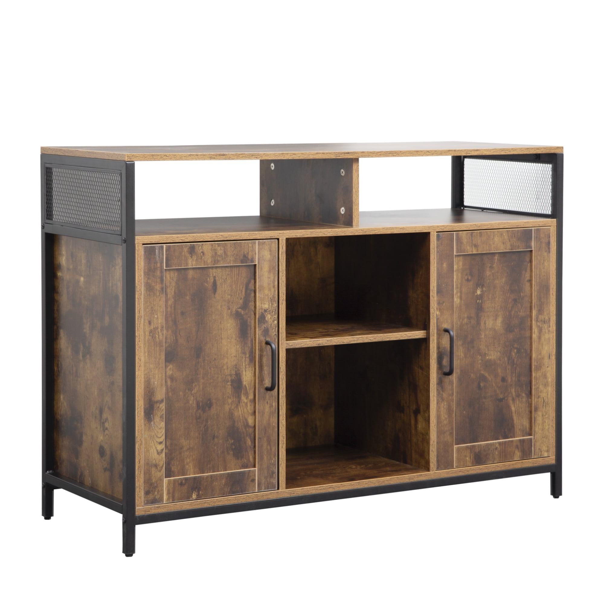 Kadyn 43.7" Sideboard Buffet Cabinet, Kitchen Storage Cabinet with Open Shelves and Doors for Dining Room, Rustic Brown TV Stand Kadyn 43.7" Sideboard Buffet Cabinet, Kitchen Storage Cabinet with Open Shelves and Doors for Dining Room, Rustic Brown TV Stand
