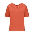 thumbnail image 1 of Chemise Rétro Mode Femme Couleur Unie Ample Décontractée Col Rabattu Manches Courtes T-Shirt Hauts, 1 of 5