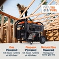 thumbnail image 6 of Generac 12,500 Starting Watt Tri-Fuel Portable Generator - Electric Start - Gas, Propane or Natural Gas - Home Backup, Jobsite, or RV - Quiet Operation - Long Runtime - 49-State Compliant, 6 of 12
