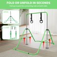 thumbnail image 5 of Adjustable Height Gymnastic Bar for Kids, Multi-Functional Foldable Steel Horizontal Training Bar with Rings, Green, Space Saving Indoor Home Gym Equipment for Children, 5 of 9