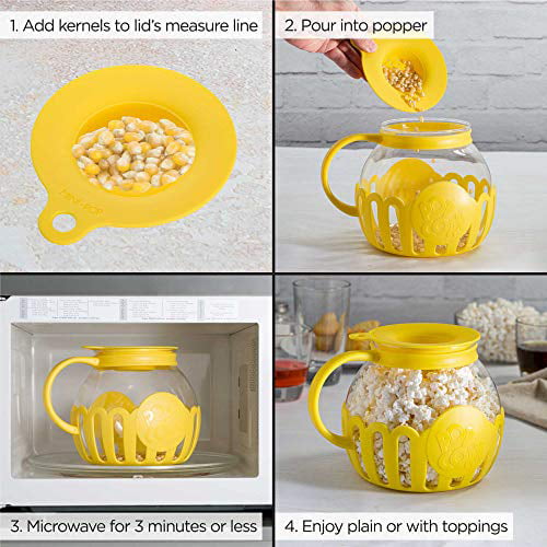 Tasty 1.5 Quart Borosilicate Glass Micro-Pop Microwave Popcorn Popper, Red  - Walmart.com