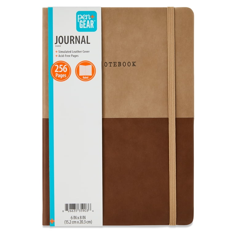 Pen+Gear Simulated Leather Journal, Brown, 6 in x 8 in, 256 Ruled
