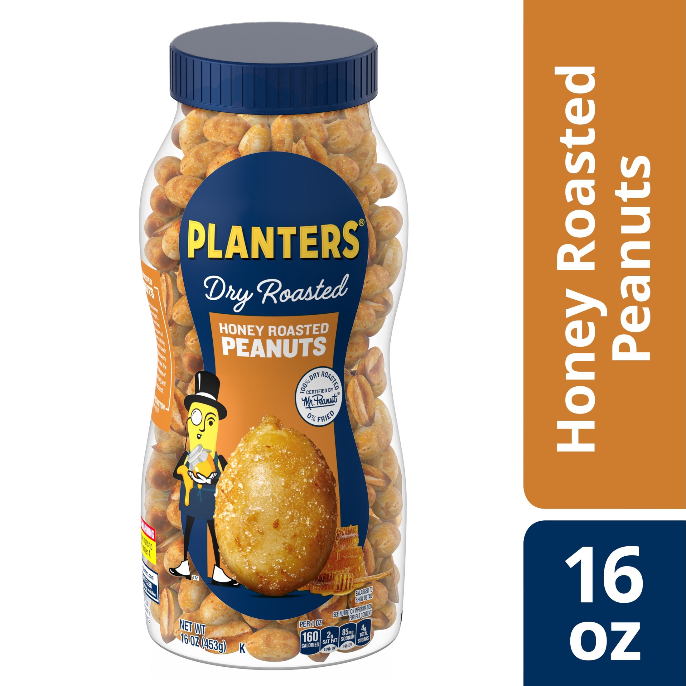 (12 pack) PLANTERS Honey Roasted Peanuts, Party Snacks, Plant-Based Protein, 16 oz Jar