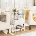 thumbnail image 6 of Leyaoyao 3-Tier Side Table with Charging Station, End Table with 2 Outlets & 2 USB Ports, for Living Room, White, 6 of 8