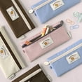thumbnail image 2 of Monolike Happy and Lucky Flat Pencil Case, Brown - Slim Water-Resistant Nylon Pen Pouch, Aesthetic Pastel Stationery Organizer for Office, 2 of 7