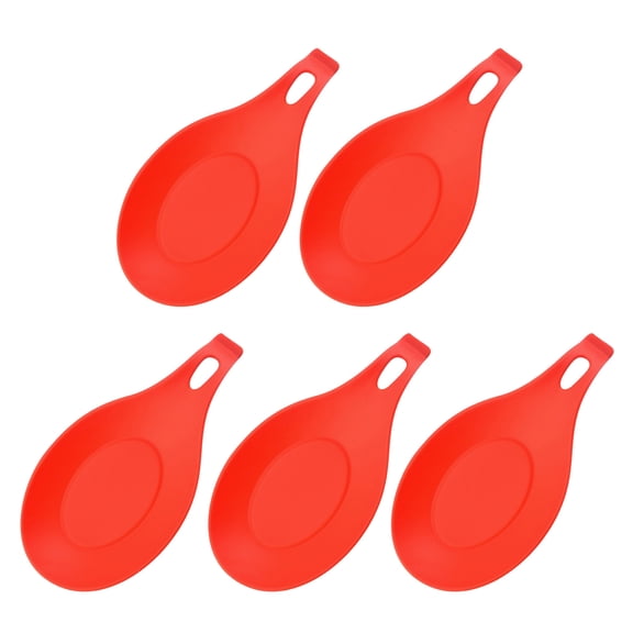 Shoreew 5Pcs Silicone Spoon Rest Holder Heat-Resistant Spoon Holder Multi-Use Fruit Tray Snack Dish Kitchen Utensils Organizer