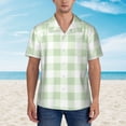 thumbnail image 4 of Lsque Pistachio Green Checkboard pattern Hawaiian Shirt for Men, Unisex Summer Beach Casual Short Sleeve Button Down Shirts-3X-Large, 4 of 9