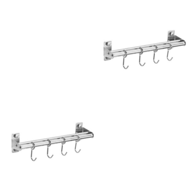 Transemion Space-saving Kitchen Utensils Rack For Organized Storage Silver Double pole+30cm+4 2Set