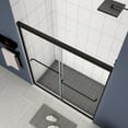 thumbnail image 2 of JimsMaison 44-48" W x 70" H Double Sliding Semi-Frameless Shower Door with 1/4'' (6mm) Tempered Glass, Matte Black, 2 of 14