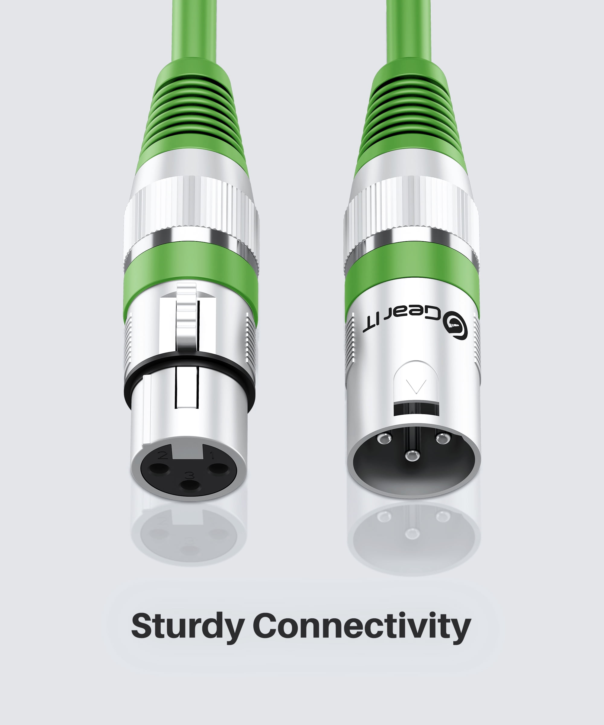 GearIT XLR to XLR Microphone Cable (100 Feet, 1 Pack) XLR Male to Female Mic Cable 3-Pin Balanced Shielded XLR Cable for Mic Mixer, Recording Studio, Podcast - Green, 100Ft, 1 Pack