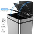 thumbnail image 3 of Trash Can Kitchen, 50 Liter/13 Gallon Automatic Touch Free Garbage Can with Soft-Close Lid and Odor Filter, Stainless Steel Rectangular Trashcan, Large Capacity 15.3"L X 10.6"W X 21.2"H, 3 of 7
