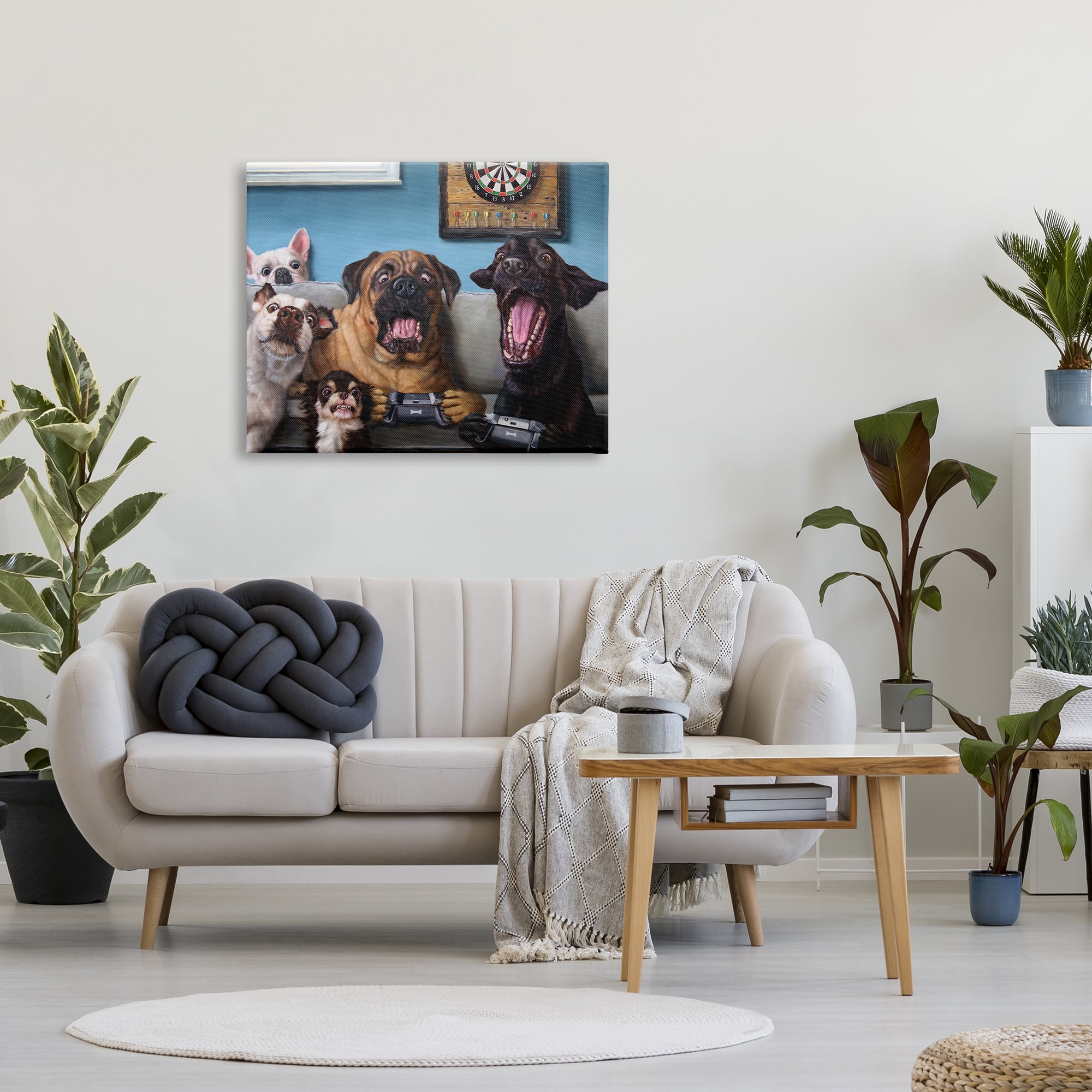 Stupell Industries Funny Dogs Playing Video Games Livingroom Pet Portrait, 30 x 40, Designed by Lucia Heffernan