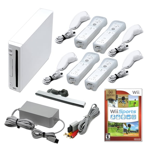 Restored Nintendo Wii Console with Four Voomwa Remotes and Wii Sports, 512MB, White,1,7