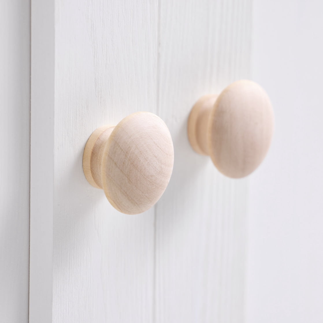 Mainstays Wood Knobs for Cabinet Replacements, DIY, Home, Hanging Backer, Unfinished – 2 Pack