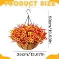 thumbnail image 3 of Artificial Fall Hanging Basket with Autumn Flowers and Greenery, Outdoor Decorative Hanging Plant for Porch Patio Balcony Garden Home Decor, 3 of 7