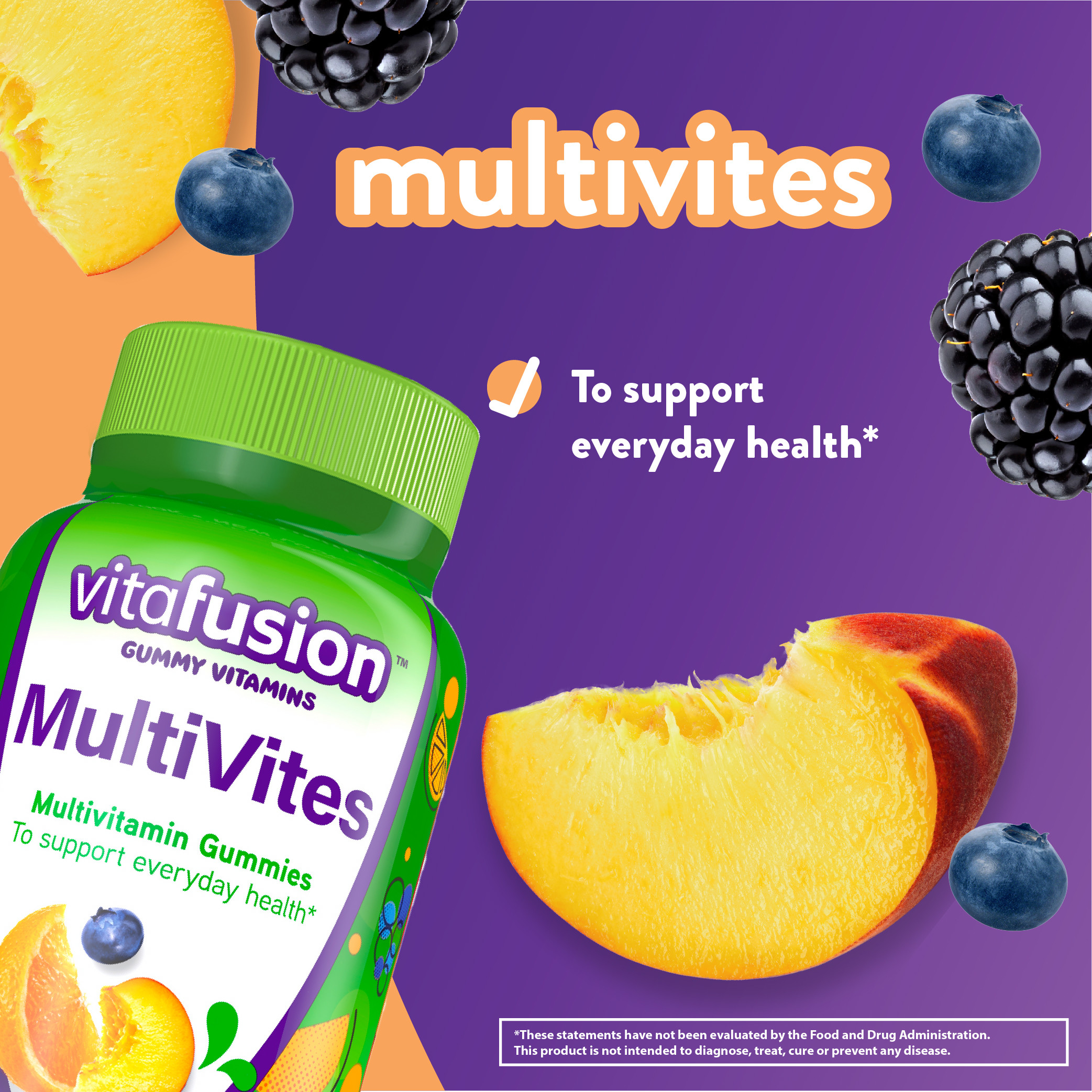 vitafusion MultiVites Gummy Multivitamins for Adults, Berry, Peach and Orange Flavored, 150 Count - image 5 of 9