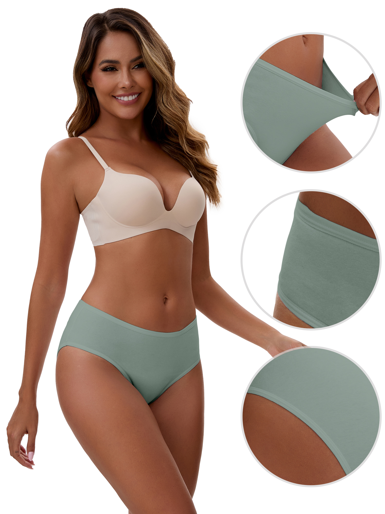 Unique Bargains Women's Cotton Mid-Waisted Full Coverage Briefs M Blue